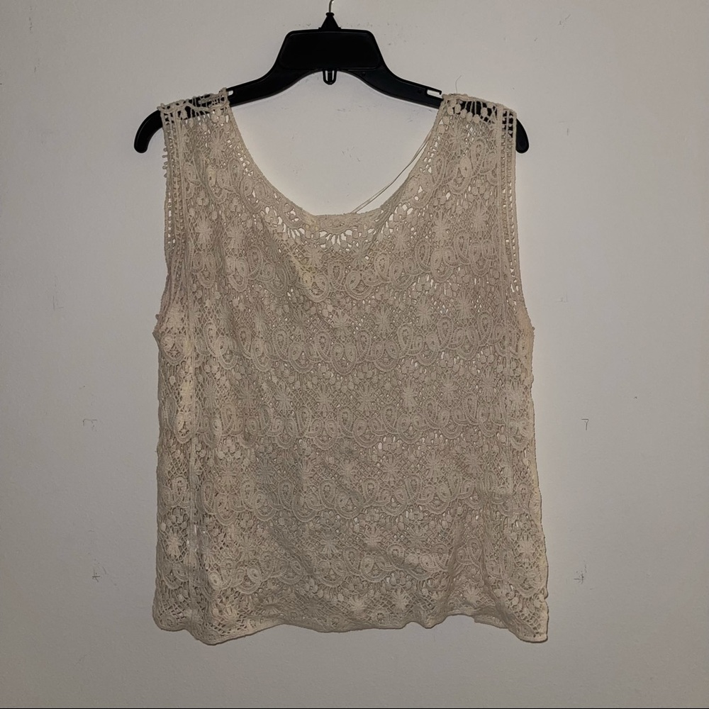 Cream-colored lace top